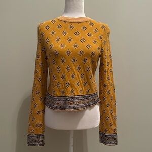 Free People New Age Crew Neck Boho Cropped Sweater